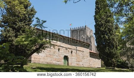 Guimaraes, Portugal - May 10, 2018: Architectural Detail Of The Palace Of The Dukes Of Braganza Next