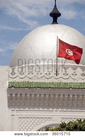 Landmark store sølv Dome Moské og Flag Sousse Tunesien Afrika