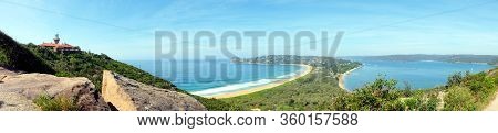 A Panoramic View Of The Scenic Landscape Of The Palm Beach And Barrenjoey Lighthouse In Sydney, Aust