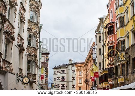 Innsbruck, Austria - August 12, 2019: Helbling House In The Old Town Of Innsbruck.