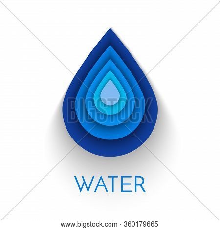 Abstract Blue Water Drop Isolated On White Background. Ecology Concept. Water Logo Design Template. 