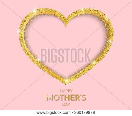 Happy Mothers Day. Mothers Day Greeting Card With Pink Heart. Vector Illustration