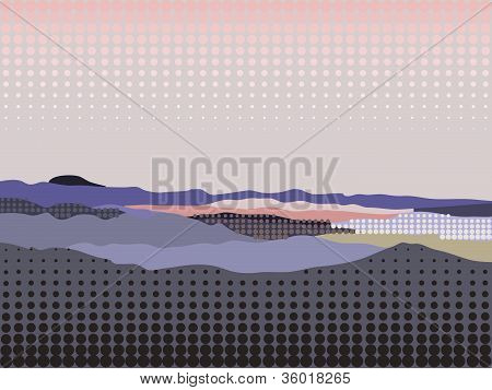 Vuoristomaisema tyylitelty rasterointi vaikutus