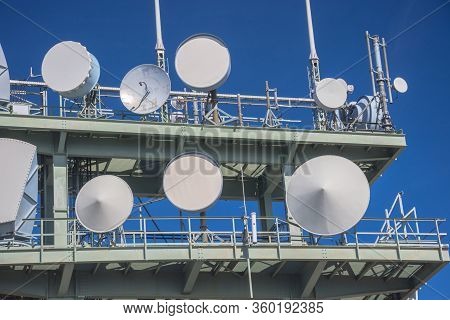 Telecommunication Tower With Directional Mobile Phone And Internet Antennas On Schockl Mountain In S