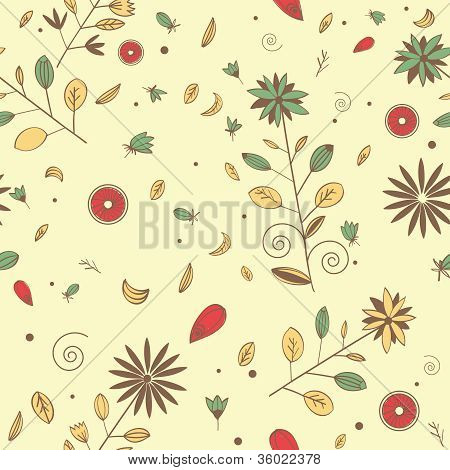 Saumaton malli piirretty käsin kukat ja lehdet