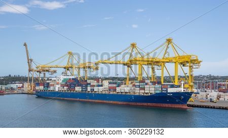 Sydney, Australia - November 27: Container Vessel In Port Of Sydney On November 27, 2018 In Sydney, 