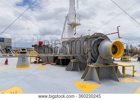 Sydney, Australia - November 29: Mooring Station On The Forecastle Of The Container Vessel On Novemb