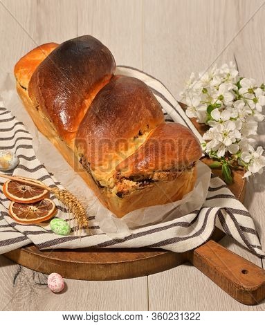 Romanian Easter Bread - Cozonac On Easter Table