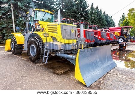 Samara, Russia - September 15, 2019: Modern Agricultural Tractor Kirovets K708 Exhibited At The Annu