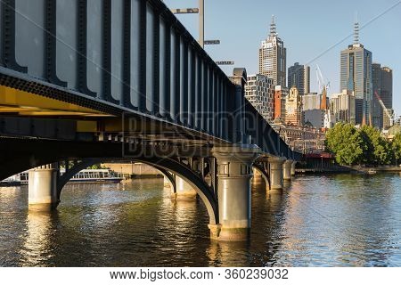Melbourne, Australia - December 4: Sandridge Footbridge In South Melbourne In The Evening On Decembe