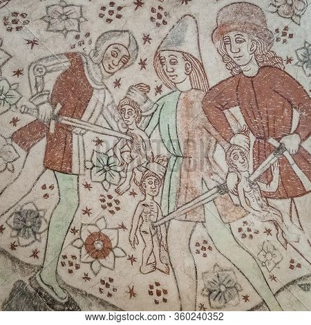 Infanticide Or Massacre Of The Innocents At Bethlehem, Soldiers Killing The Children, A 500 Years Ol