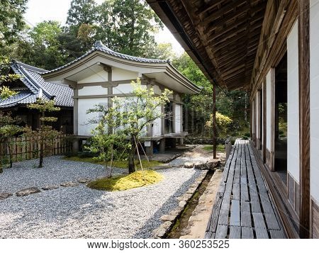 Kochi, Japan - April 6, 2018: Traditional Japanese Garden On The Grounds Of Chikurinji, Temple Numbe