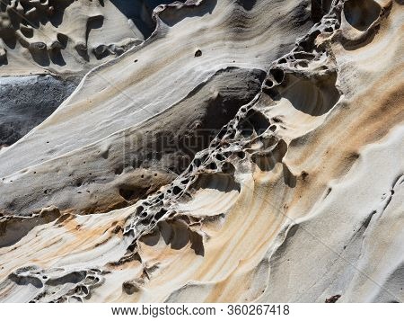 Sandstone Rock Formations At Tatsukushi Coast - A Natural Scenic Landmark Near Tosashimizu, Kochi Pr