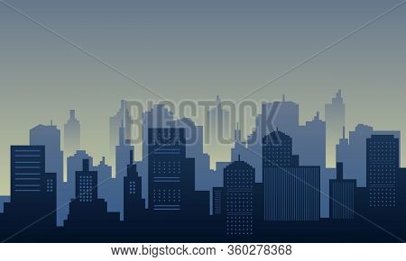 Town City Of Silhouette In The Morning