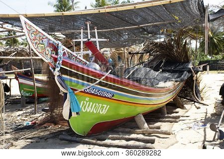 View Landscape And Wind With Kolek Or Koleh Traditional Fishing Boat Of Lower Southern Provinces Of