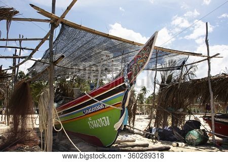 View Landscape And Wind With Kolek Or Koleh Traditional Fishing Boat Of Lower Southern Provinces Of