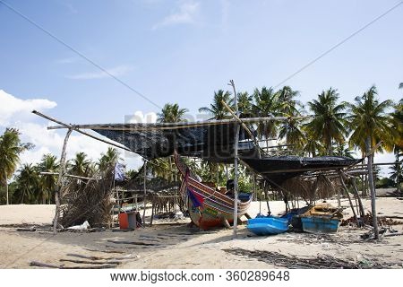 View Landscape And Wind With Kolek Or Koleh Traditional Fishing Boat Of Lower Southern Provinces Of