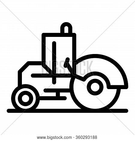 Builder Road Roller Icon. Outline Builder Road Roller Vector Icon For Web Design Isolated On White B