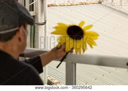 An Old Man Out Of Focus Looking Out