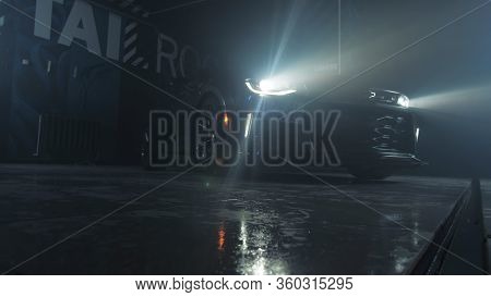 Tomsk, Russia - March 30, 2020: Chevrolet Camaro Zl1 The Exorcist Headlight Close-up Front View