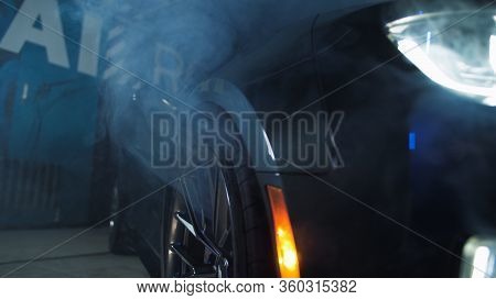 Tomsk, Russia - March 30, 2020: Chevrolet Camaro Zl1 The Exorcist Smoke Coming From Under The Wing C