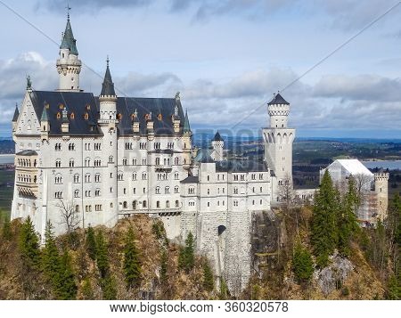 Marvellous View On Neuschwanstein Castle In Bavaria, Germany