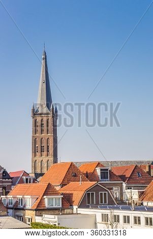 Tower Of The St. Clemens Church In Historic City Steenwijk, Netherlands