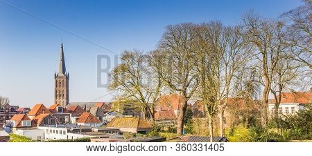 Panorama Of The Skyline Of Historic City Steenwijk, Netherlands