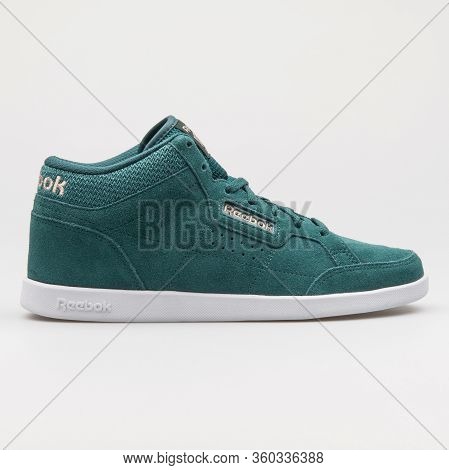 Vienna, Austria - August 16, 2017: Reebok Royal Anfuso Ms Green Sneaker On White Background.