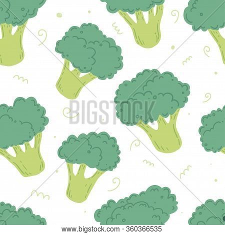 Broccoli Pattern Seamless. Vector Illustration For Background, Print, Texture. Broccoli Have Abstrac