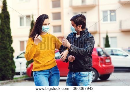 Couple Wear Face Mask During Coronavirus Outbreak. Virus And Illness Protection. Coronavirus Quarant