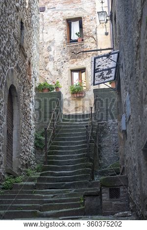 Old Typical Street Of Anghiari, Historic City In Arezzo Province, Tuscany, Italy