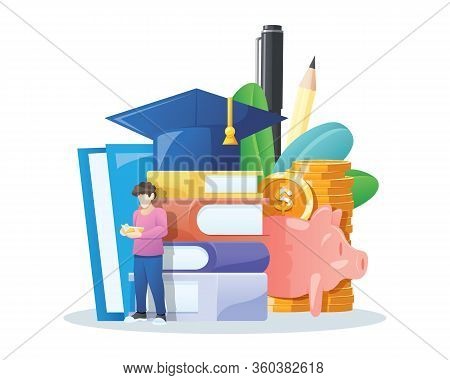 Vector Illustration Investment In Knowledge. Student Investing In Education, Student Loans Investmen
