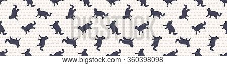 Cute Cartoon British Shorthair Cat Seamless Border Pattern. Pedigree Kitty Breed Domestic Kitty Back