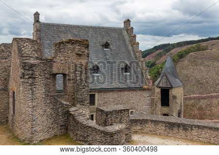 View At Old Walls Ruin Medieval Castle Bourscheid In Luxembourg