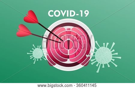 Lungs At Gunpoint In Risk Zone, Conceptual Vector Illustration, Banner Target, Human Facet, Affected