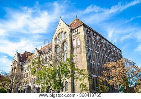 The Beautiful Historical Building Of The National Archives Of Hungary In The Hungarian Capital City 