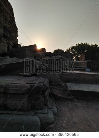 Buddhist Stone Structure In Saranath, Utter Pradesh India