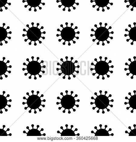 Coronavirus Hand Drawn Bacterias In Seamless Pattern. Vector Stock Illustration.