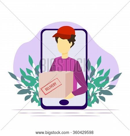 Contactless Deliveries Service Vector Illustration. Flat Tiny Shipping Box Persons Concept. Global I