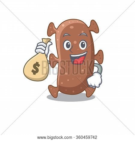Rich Actinomyces Israelii Cartoon Design Holds Money Bags