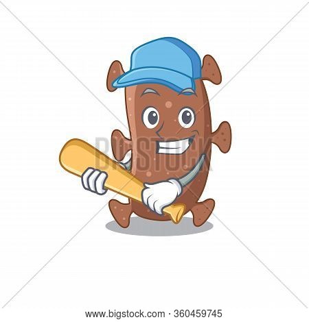 Picture Of Actinomyces Israelii Cartoon Character Playing Baseball