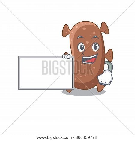 Actinomyces Israelii Cartoon Character Design Style With Board