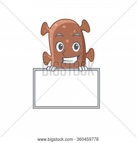 Smiling Actinomyces Israelii Cartoon Design Style Has A Board