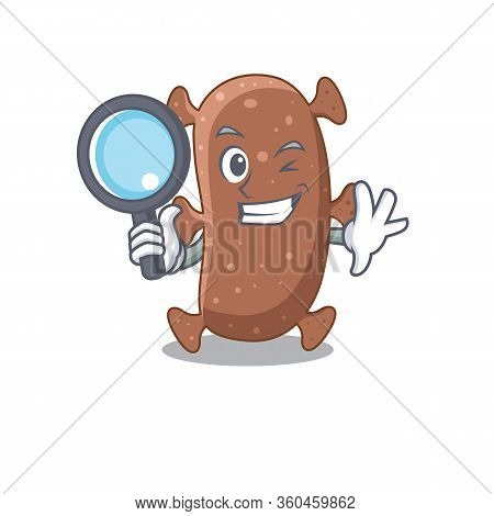 Smart Detective Of Actinomyces Israelii Mascot Design Style With Tools