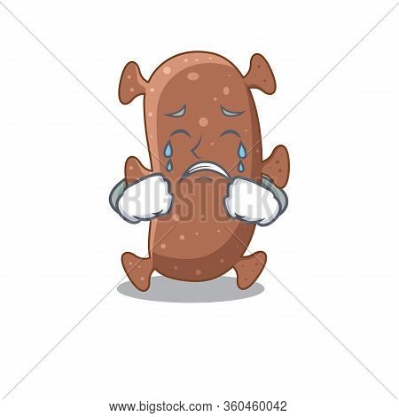 Cartoon Character Design Of Actinomyces Israelii With A Crying Face