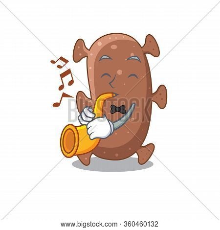 Talented Musician Of Actinomyces Israelii Cartoon Design Playing A Trumpet