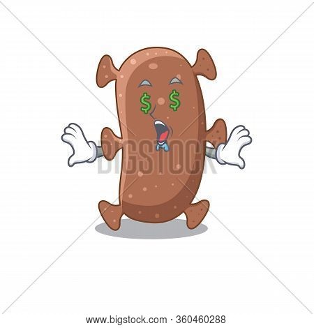 Rich Cartoon Character Design Of Actinomyces Israelii With Money Eyes