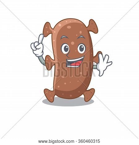 Actinomyces Israelii Mascot Character Design With One Finger Gesture