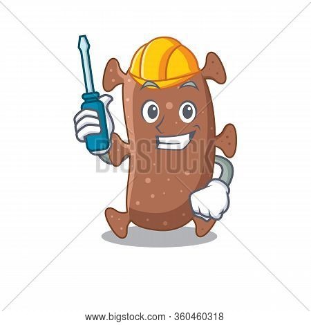 Cartoon Character Of Actinomyces Israelii Worked As An Automotive